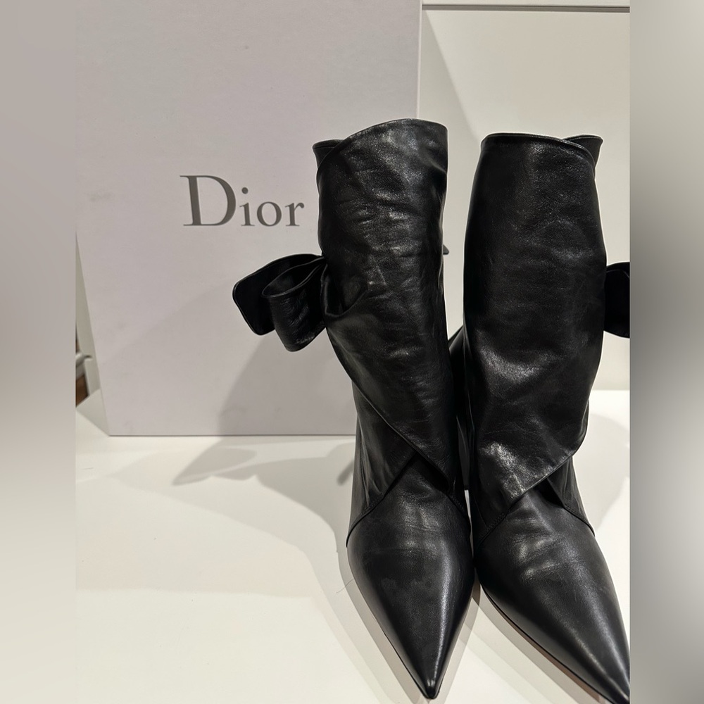 DIOR HUGGY LAMBSKIN BLACK BOOTS Size 39.5 Good Condition - Picture 5 of 7